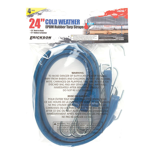 Erickson Industrial EPDM Cold Weather Blue Rubber Tarp Strap 24" (390-1423)